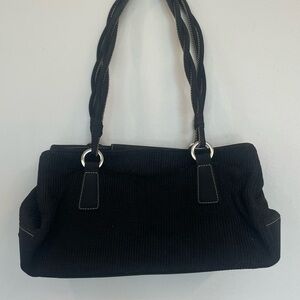 Black Y2K Knit Baguette Shoulder Bag w/ Organizer Interior